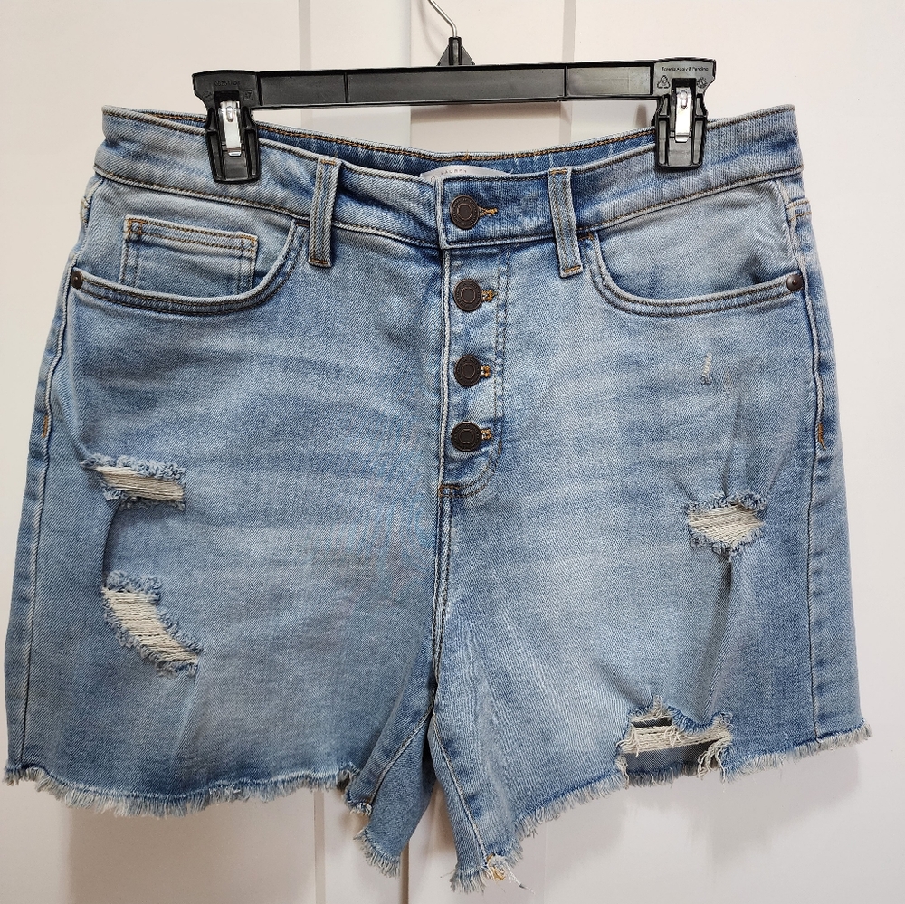 Button Fly Distressed Jean Shorts by Lauren Conrad